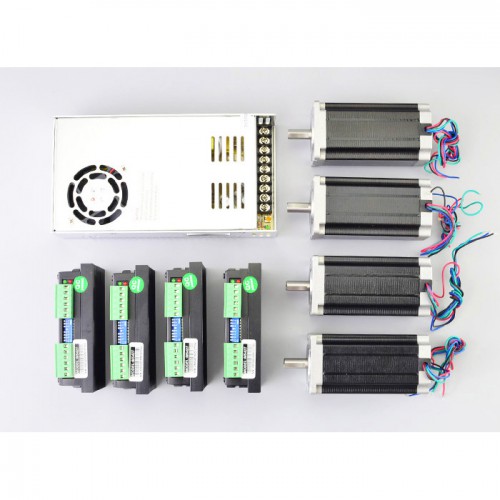 4 Axis Nema 24 Stepper Motor Kit 4-DM542T-24HS34-R 3.1Nm with Driver + Power Supply-Update