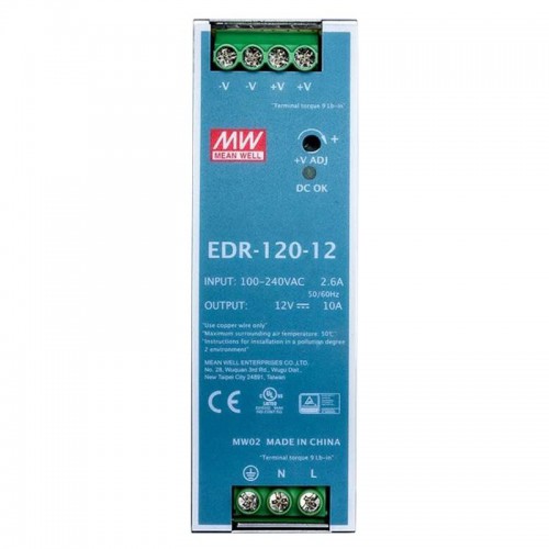 MeanWell EDR-120-12 DIN Rail Power Supply 12VDC 120W 10A