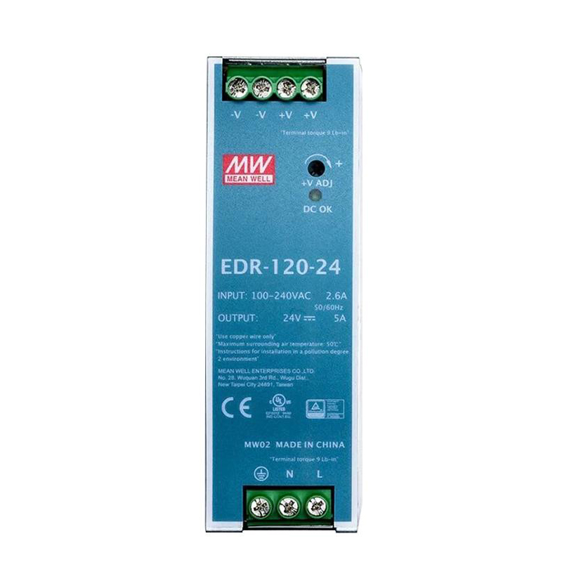thumbnail image 2 of Mean Well Edr-120-24 NDR-120-24 MEAN WELL, AC/DC DIN Rail Power Supply (PSU), ITE, 1 Output 24 Volt Dc Power Supply 2 of 14