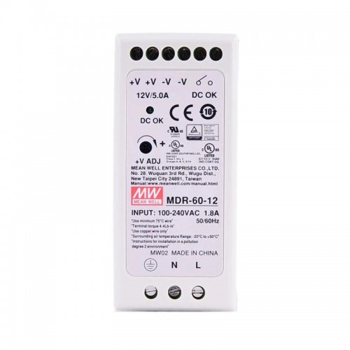 Meanwell MDR-60-12 DIN Rail Power Supply 12VDC 5A 60W