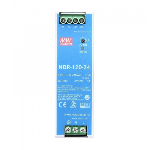 Meanwell NDR-120-24 DIN Rail Power Supply 24VDC 5A 120W