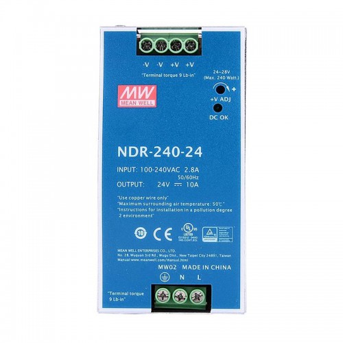 Meanwell NDR-240-24 DIN Rail Power Supply 24VDC 10A 240W
