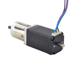 Nema 11 Dual Shaft Geared Stepper Motor with 14:1 Planetary Gearbox (9.5mm Rear Shaft Length)