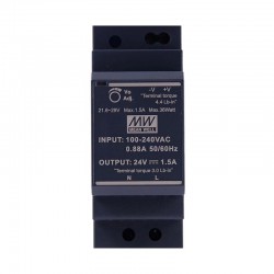 Meanwell HDR-30-24 36W 24VDC 1.5A Ultra Slim Step Shape DIN Rail Power Supply