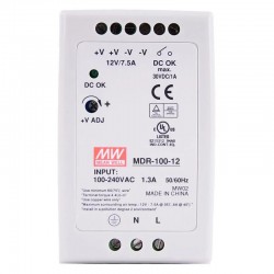 MeanWell MDR-100-12 DIN Rail Power Supply 12VDC 7.5A 100W