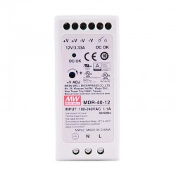 MeanwWell MDR-40-12 DIN Rail Power Supply 12VDC 3.33A 40W