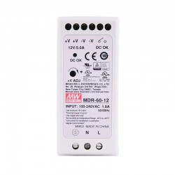 Meanwell MDR-60-12 DIN Rail Power Supply 12VDC 5A 60W