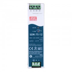 Meanwell SDR-75-12 DIN Rail Power Supply 12VDC 6.3A 75.6W