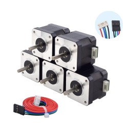5PCS E Series Nema 17 Stepper Motor 5-17HE15-1504S 42Ncm 4 Wires with 1m Cable & Connector