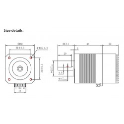 OUKEDA Integrated Nema 17 Stepper Motor OK42HC40-174AYT-IO with Controller 1.8 Deg 0.44Nm 1.68A 2 Phase 12-40VDC