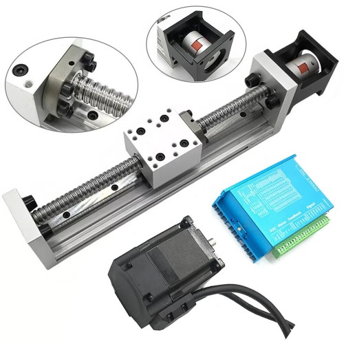 Ballscrew Linear Rail Stage DXG-YR60 CNC Slide Table Kit with Nema 23 Closed Loop Stepper Motor & Driver Kit