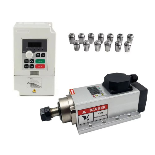 2.2KW 220V/380V Air Cooled Spindle Motor & VFD (Variable Frequency Drive) Kit GDZ80X73-2.2 + H100 ER20 Collet 24000RPM 400 Hz