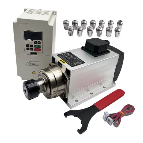 4.5KW 220V/380V Air Cooled Spindle Motor Kit JGF-60-24Z/4.5 + H100-5.5S2/T4 with VFD Drives (Variable Speed Drive) & 13Pcs ER32 Collets