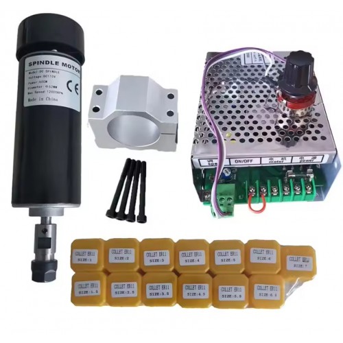 500W 110V/220V Air Cooled CNC Spindle Motor Kit OSP001716 12000 RPM with Power Supply & 13Pcs ER11 Collet
