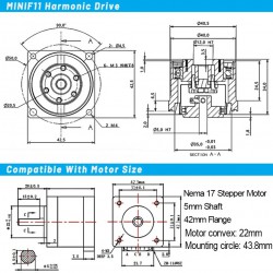 MINIS/MINIF Series Harmonic Drive Gearbox Ratio 30:1/50:1/100:1