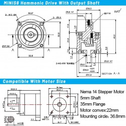 MINIS/MINIF Series Harmonic Drive Gearbox Ratio 30:1/50:1/100:1