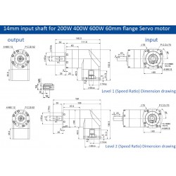 PVE060 Series Nema 23 90 Degree Right Angle Planetary Gearbox Ratio 3:1 - 100:1 Fit Nema 23 Stepper Motor/60mm Servo Motor