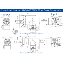PVE060 Series Nema 23 90 Degree Right Angle Planetary Gearbox Ratio 3:1 - 100:1 Fit Nema 23 Stepper Motor/60mm Servo Motor