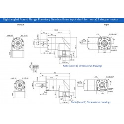 PVE060 Series Nema 23 90 Degree Right Angle Planetary Gearbox Ratio 3:1 - 100:1 Fit Nema 23 Stepper Motor/60mm Servo Motor
