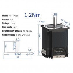 Nema 23 Integrated Closed-loop Stepper Motor HBT57 Series 1.2Nm/2Nm/3Nm with Drive 1000 Line Encoder