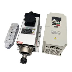 3.5KW 220V/380V Air Cooled Spindle Motor Kit GDZ105X102-3.5 + H100-3.7S2/T4 with Spindle Drives (VFD Drives) & 13Pcs ER20 Collets