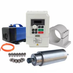 4.5KW 380V Water Cooled Spindle Motor Kit JDG-125S.4.5 + H100-5.5S2/T4-1A with Spindle Drives + Water Pump + 13Pcs ER25 Collet + Bracket