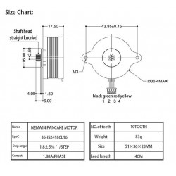 NEMA14 Round Pancake Stepper Motor 36BYGH / 36HS2418CL16 1.8° 0.18Nm for Voron 3D Printer Orbiter Extruder