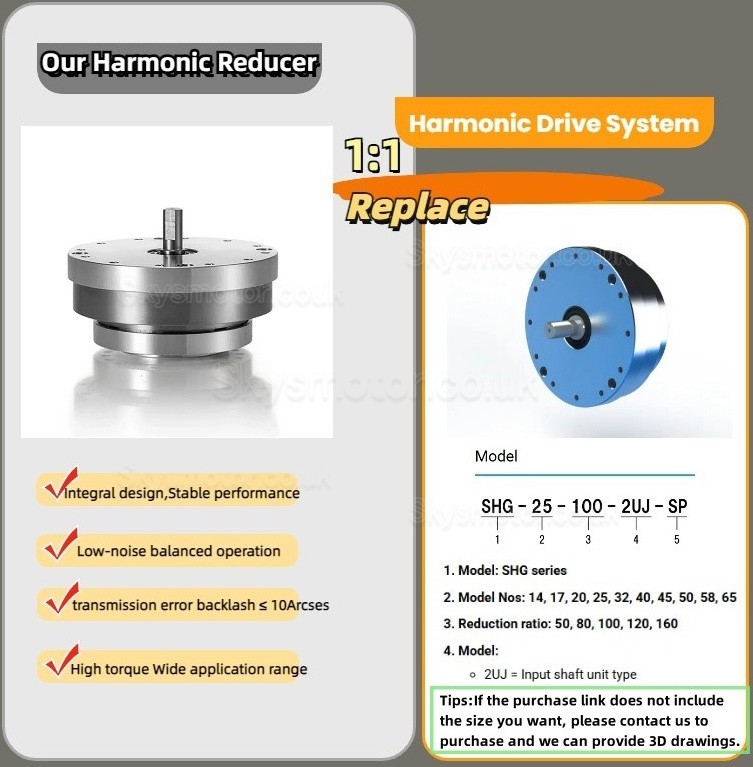 ZXJ Series Harmonic Reducer Gearbox 30 Arcsec Ratio 30:1/50:1/80:1/100:1
