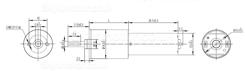 2Pcs Φ16mm 12V/24V Brushed DC Gearmotor PMDC Motor GMP16-050SH with Ratio 4~1024 Planetary Gearbox