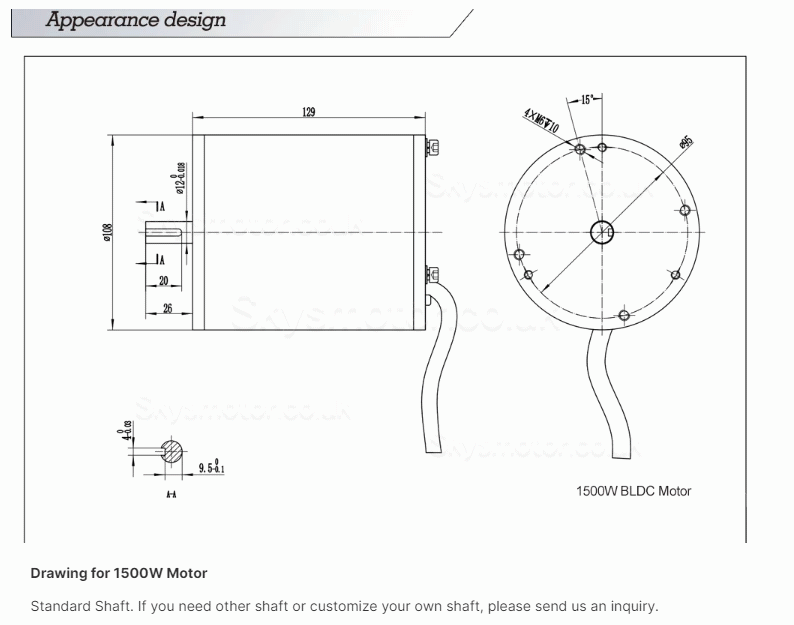 48V 1.5KW Brushless Motor BLDC Motor BLDC-108 for Electric Bike, Mountain Bike,Motorcycle