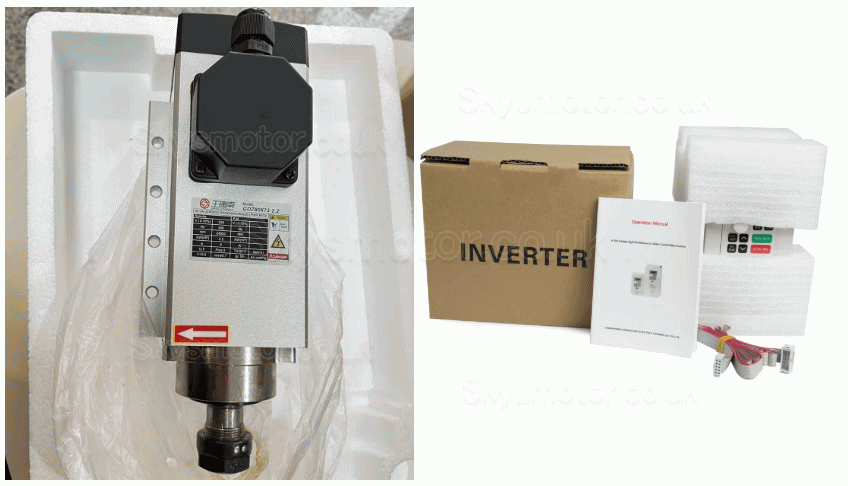 2.2KW 220V/380V Air Cooled Spindle Motor & VFD (Variable Frequency Drive) Kit GDZ80X73-2.2 + H100 ER20 Collet 24000RPM 400 Hz
