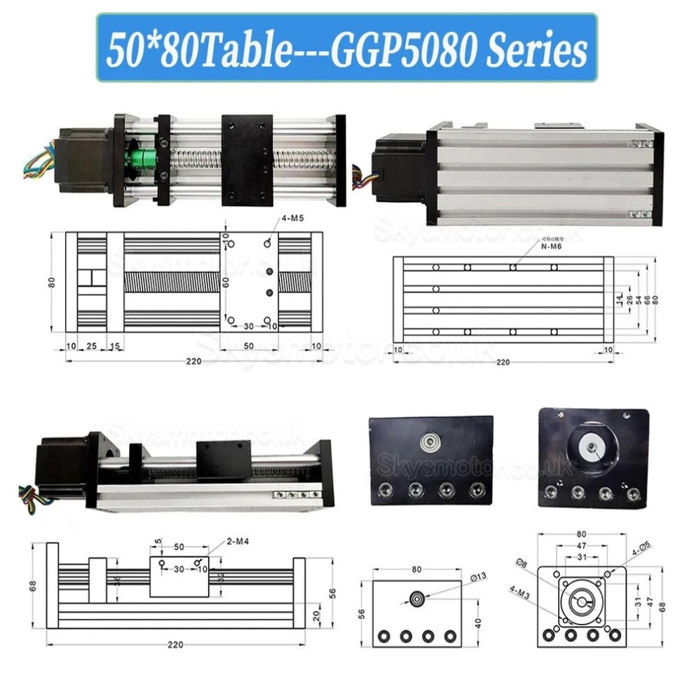 Ballscrew Motorized Linear Stage Kit 1.2Nm/2Nm/3Nm Stroke 100mm - 300mm  with Nema 23 Motor, Driver & Power Supply