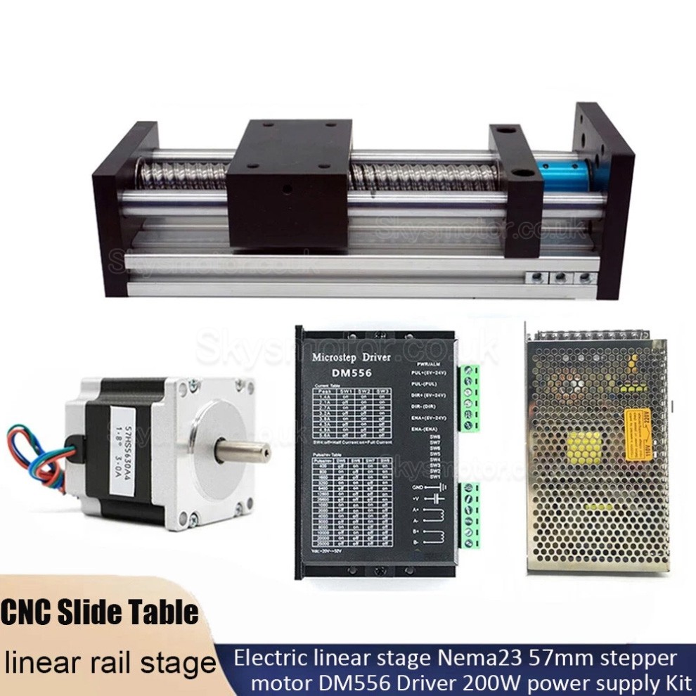 Ballscrew Motorized Linear Stage Kit 1.2Nm/2Nm/3Nm Stroke 100mm - 300mm  with Nema 23 Motor, Driver & Power Supply