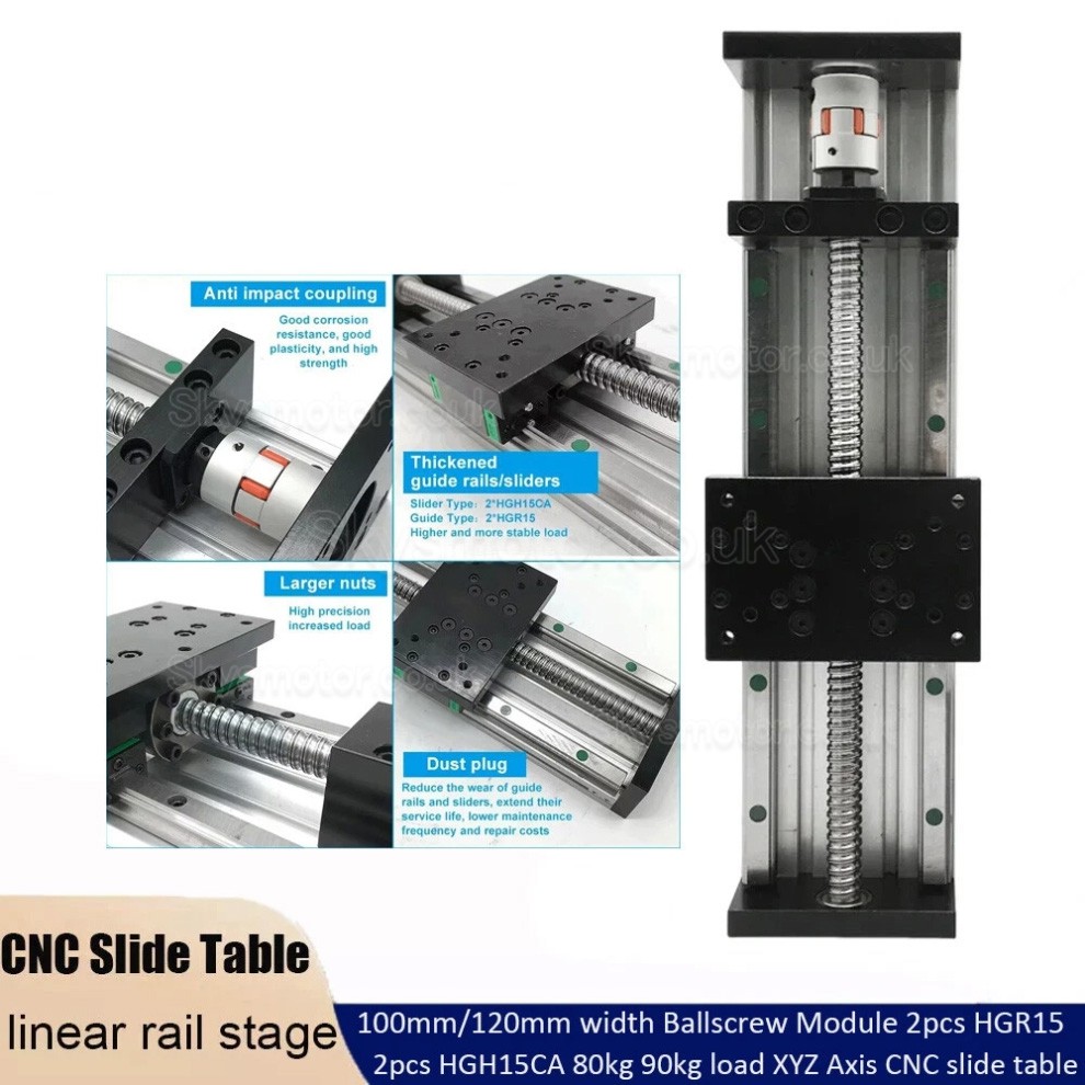Heavy Duty Linear Motion Guide Stage SXG80&times;120 Ballscrew CNC Linear Slide Table Fit Nema23 / 34 Motor