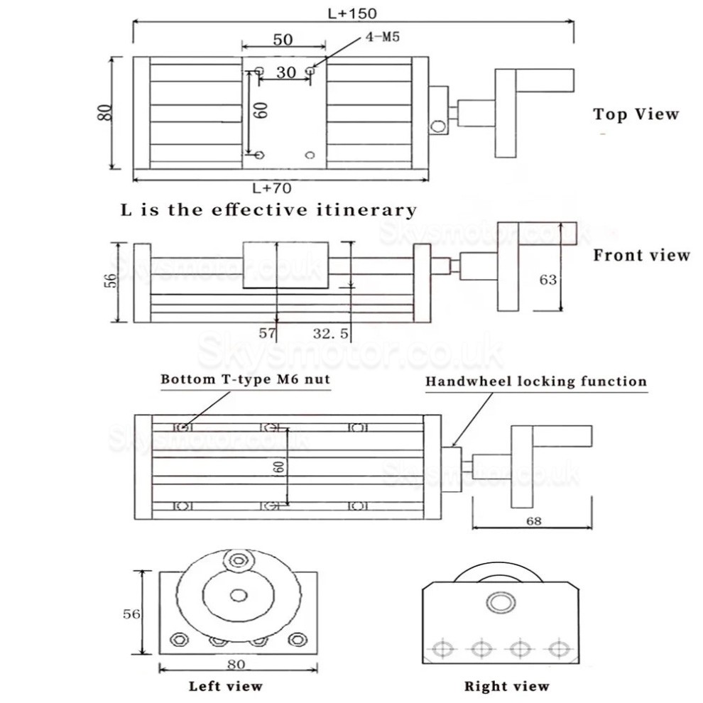 Manual Linear Guide GGP5080 Rail Slide Stage Ballscrew CNC Motion Module with Handwheel