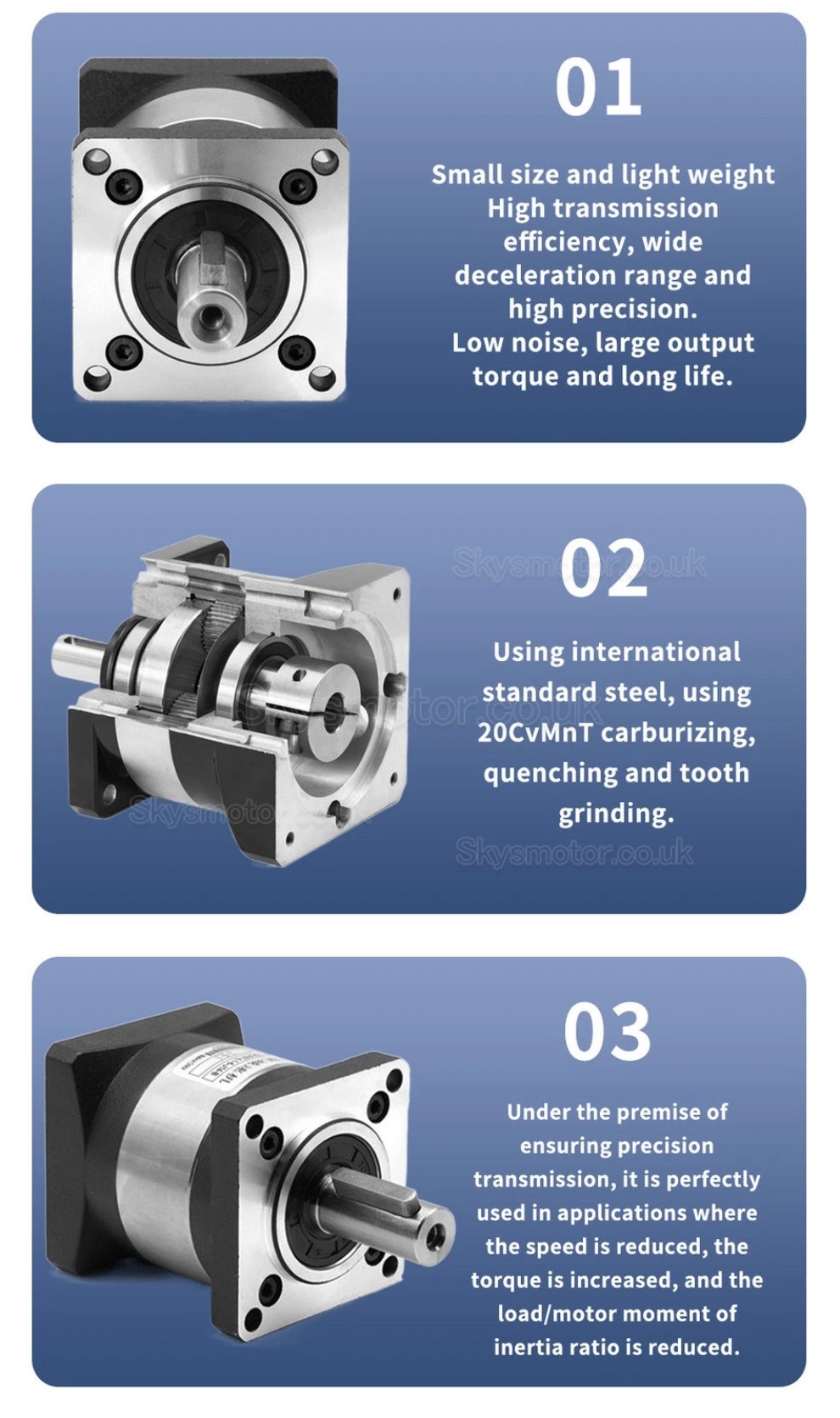 DLF Series Nema 23 Planetary Gearbox Ratio 4:1 - 100:1, 1/4' Input 6.35mm 8mm