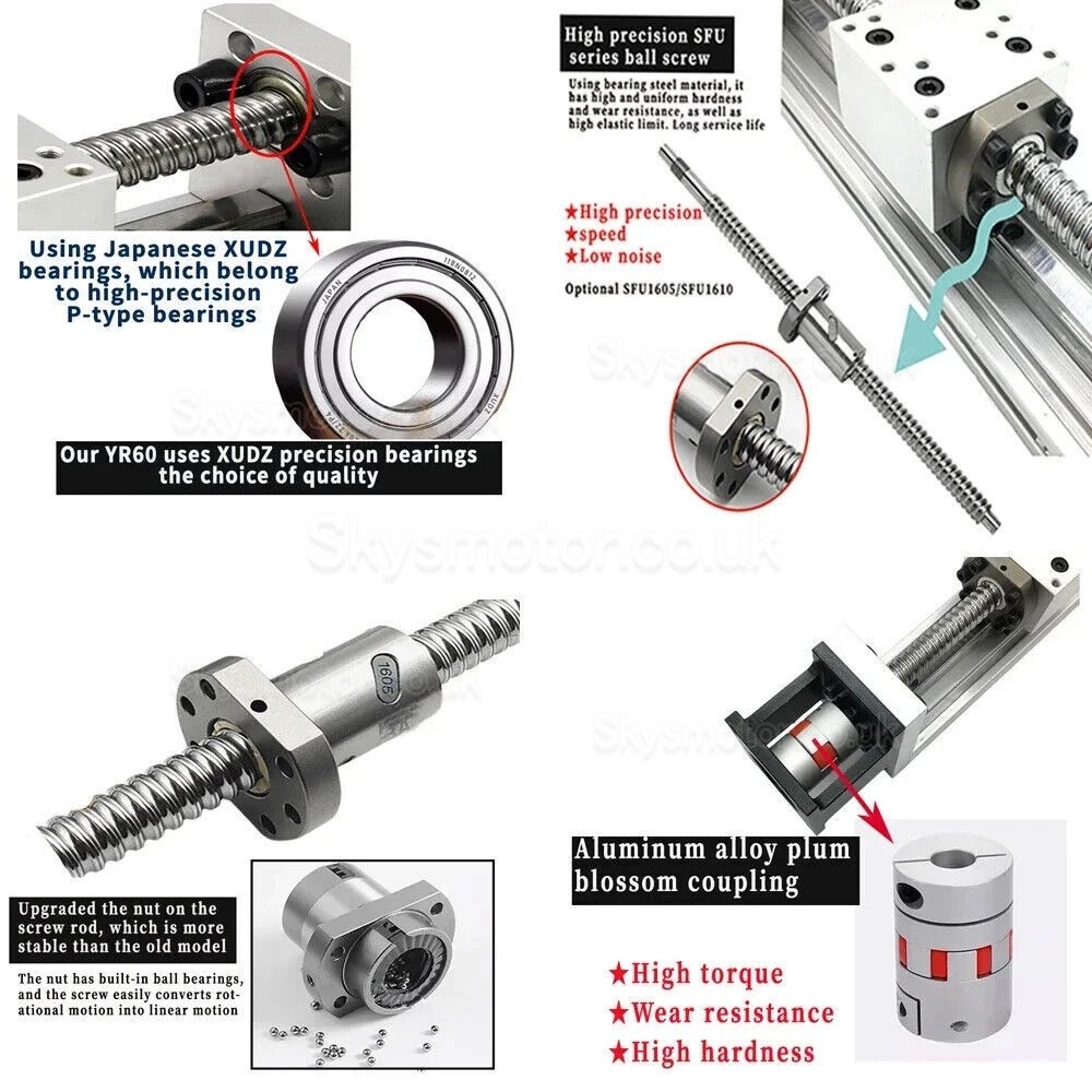 Linear Slide Bearings DXG-YR60-2 Rail Ballscrew Linear Module Table CNC Slide Motion Stage Stroke 100mm-300mm