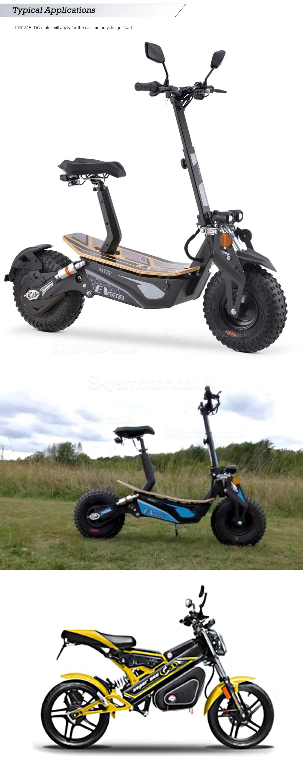 48V 1.5KW Brushless Motor BLDC Motor BLDC-108 for Electric Bike, Mountain Bike,Motorcycle