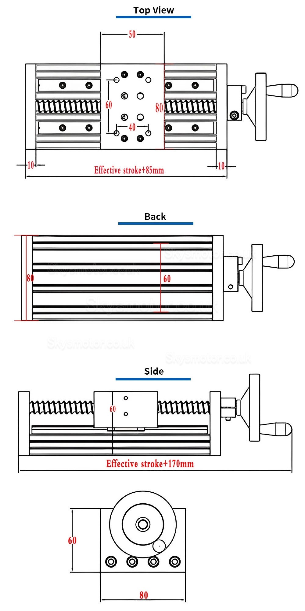 Manual Linear Stage SXG5080 Manual Double Guides Ballscrew Slide Table with Handwheel Manual Linear Stage SXG5080 Manual Double Guides Ballscrew Slide Table with Handwheel