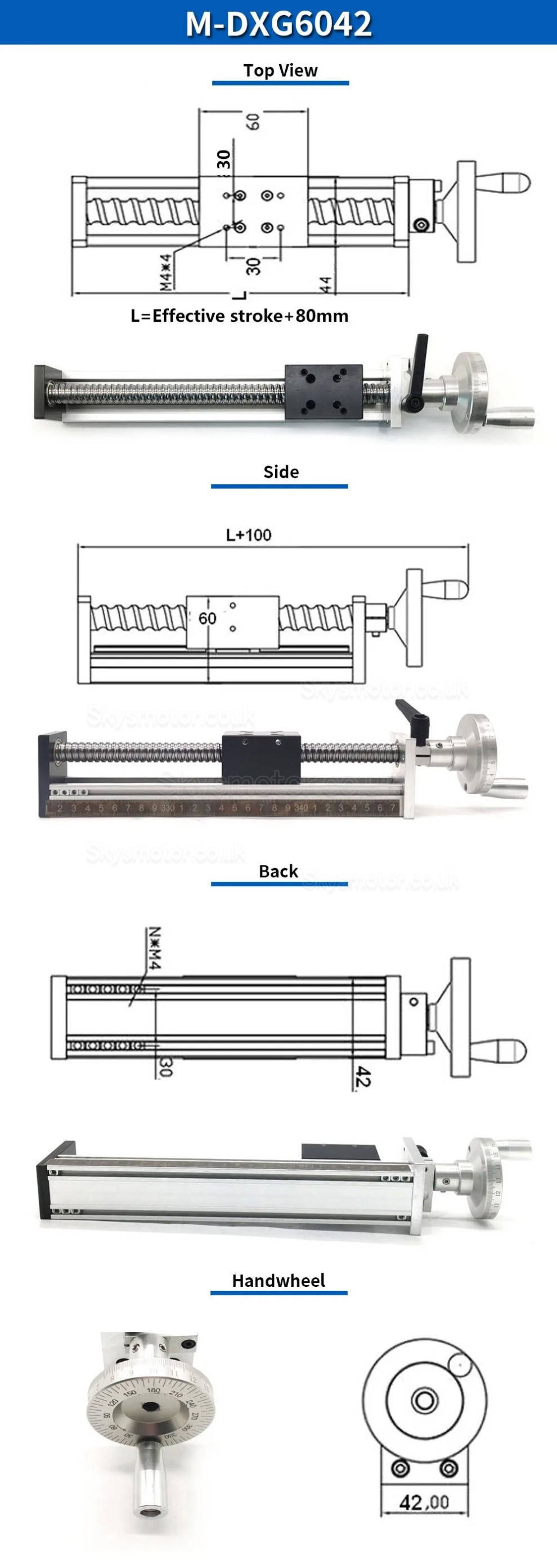 Mini Manual Ballscrew Slide Table DXG6042 CNC Linear Module with Handwheel