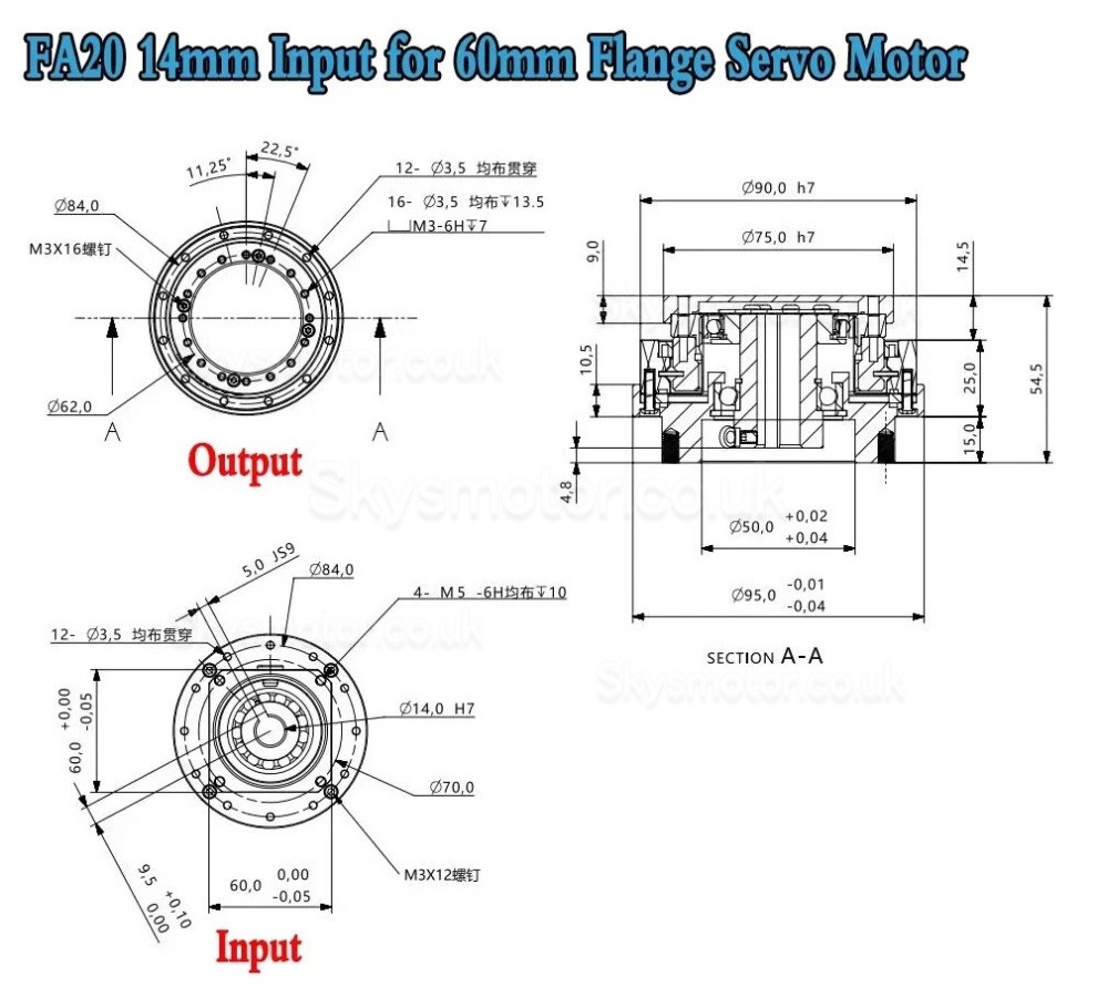 FA Series Harmonic Drive Gearbox Ratio 30:1/50:1/80:1/100:1/120:1 for Servo Motor