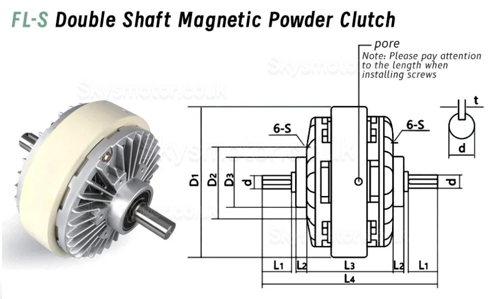 FL-S-C Series Dual-Shaft Magnetic Particle Clutch 6Nm-50Nm 24VDC CNC Magnetic Powder Clutch