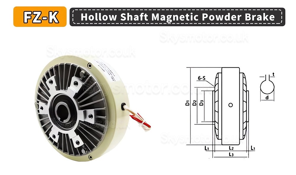 FK-D Series Hollow Shaft Magnetic Powder Brake Kit with SJ-180A Manual Tension Controller