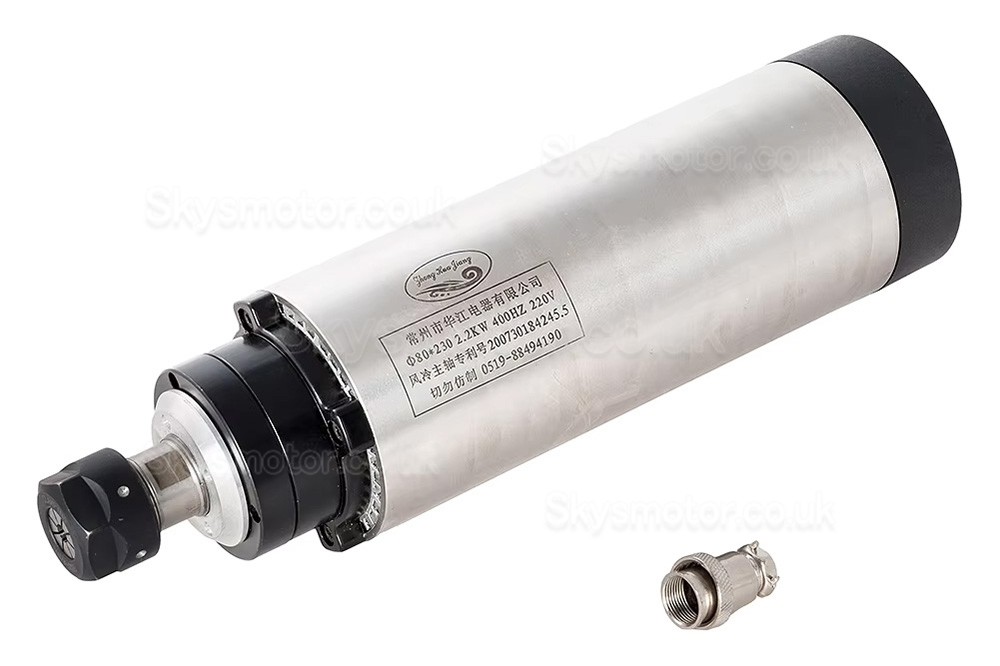 2.2KW 110V/220V Air Cooled Spindle Motor Kit 80-2.2KW-ER20 + H100-2.2 with Spindle Drives (VFD Drives) & 13Pcs ER20 Collet