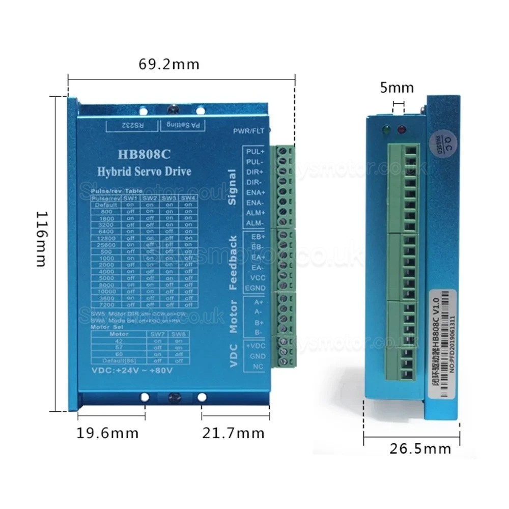 2 Phase Closed Loop Stepper Motor Driver HB808C AC18-80V for Nema 17/23/24 Motor