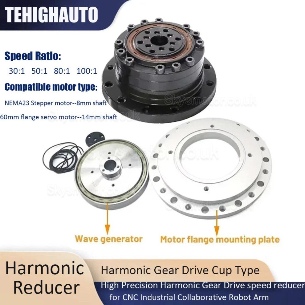 ZXS20 Series Cup Type Harmonic Reducer Gearbox Ratio 30:1/50:1/80:1/100:1 for Stepper / Servo Motor