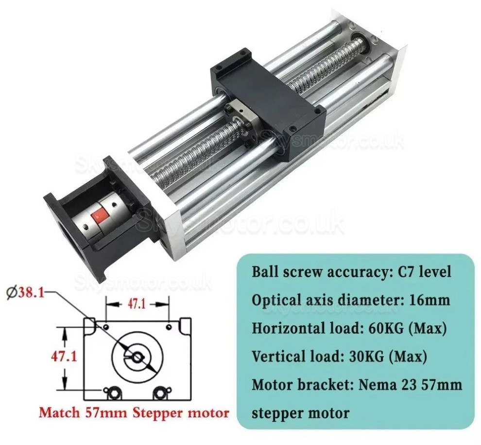 CNC Sliding Table Linear Table OSP001610 Slide Linear 100mm-1000mm Fit NEMA 23 Stepper Motor/ 60mm Servo Motor CNC Sliding Table Linear Table OSP001610 Slide Linear 100mm-1000mm Fit NEMA 23 Stepper Motor/ 60mm Servo Motor