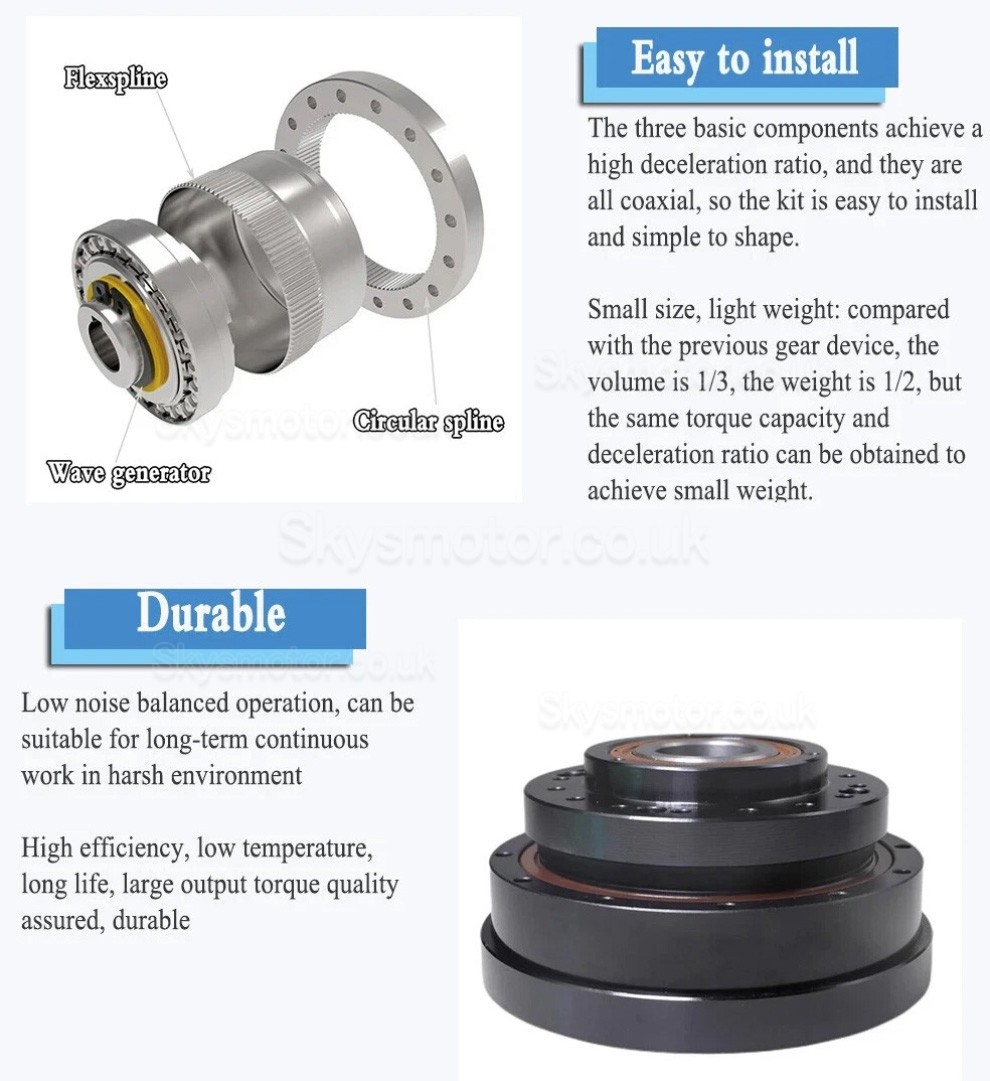 ZXK Series Hollow Type Harmonic Reducer Gearbox 30 Arcsec Ratio 30:1/50:1/80:1/100:1/120:1/160:1 