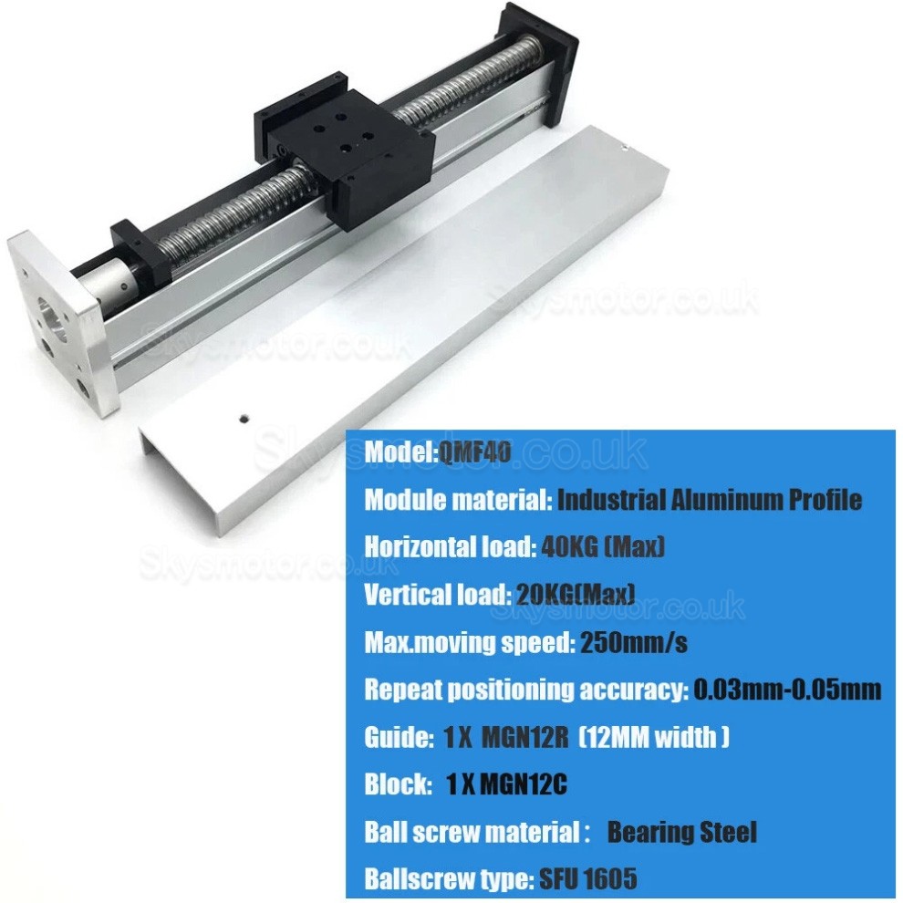 Fully Sealed CNC Linear Guide Module Ballscrew Slide Table QMF40 with Stepper Motor & Driver
