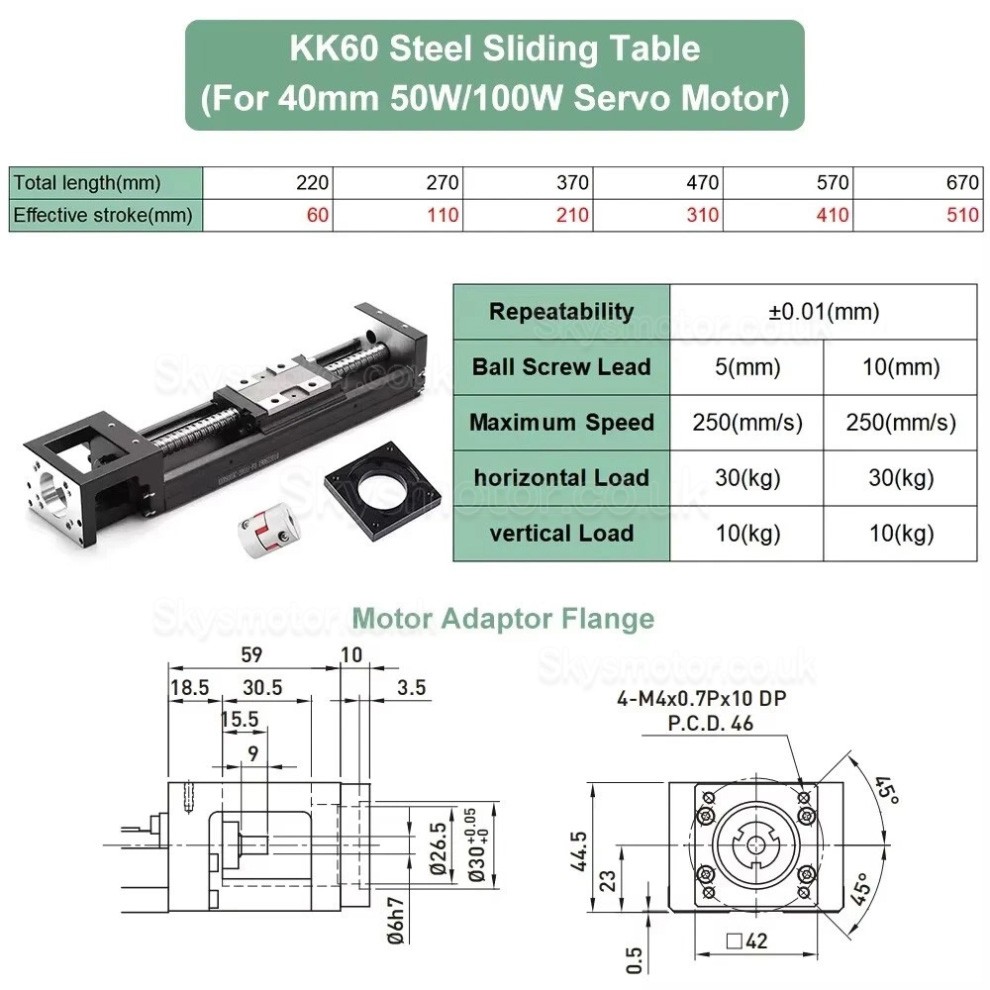 Linear Slide Module OSP001617 CNC Sliding Table Fit Nema23, 34 Stepper Motors / 40 mm Servo Motors